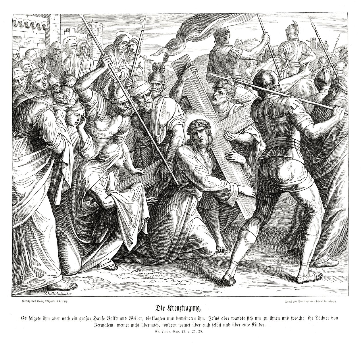 Jesus carregando a cruz, Evangelho de Lucas de Julius Schnorr von Carolsfeld