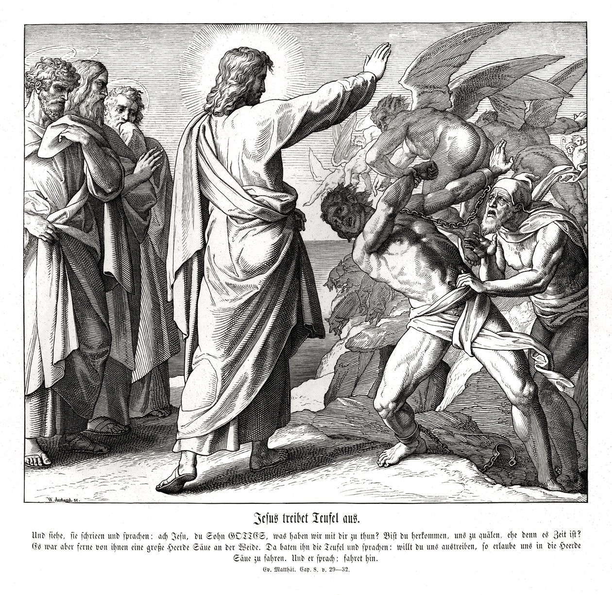 Jesus expulsa os demônios, Evangelho de Mateus de Julius Schnorr von Carolsfeld