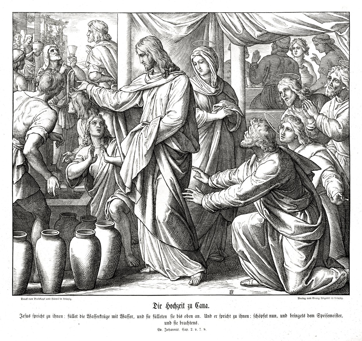 Jesus transforma a água em vinho, Evangelho de João de Julius Schnorr von Carolsfeld
