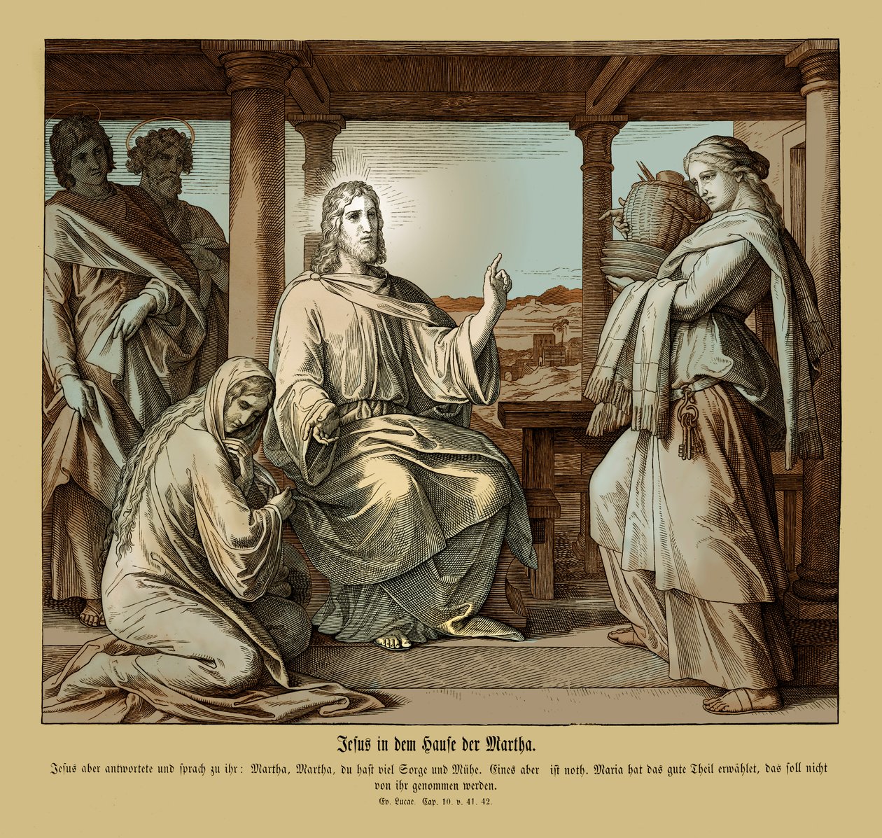 Jesus na casa de Marta, Evangelho de Lucas de Julius Schnorr von Carolsfeld