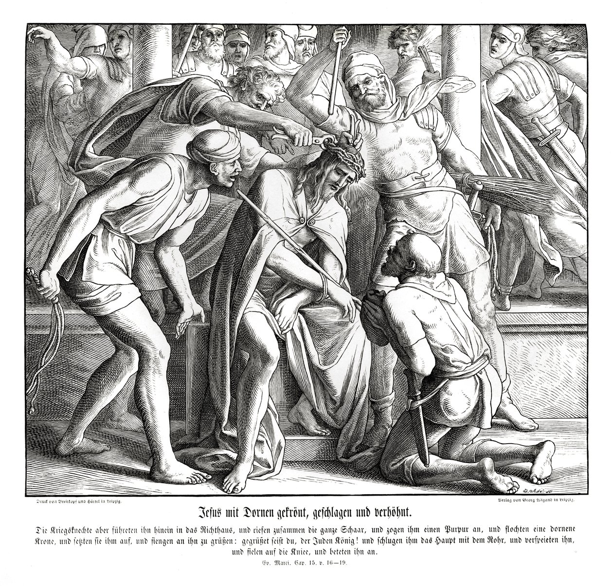 Jesus recebe uma coroa de espinhos, Evangelho de Marcos de Julius Schnorr von Carolsfeld