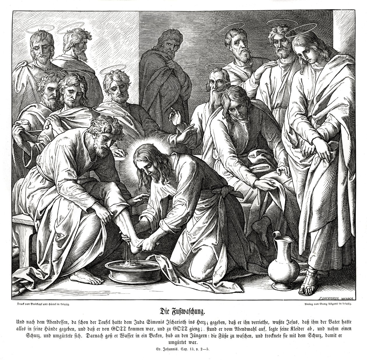 Jesus lava os pés dos seus discípulos, Evangelho de João de Julius Schnorr von Carolsfeld