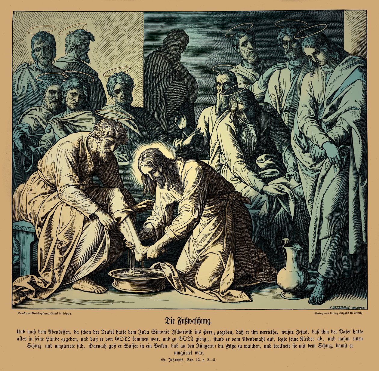 Jesus lava os pés dos seus discípulos, Evangelho de João de Julius Schnorr von Carolsfeld
