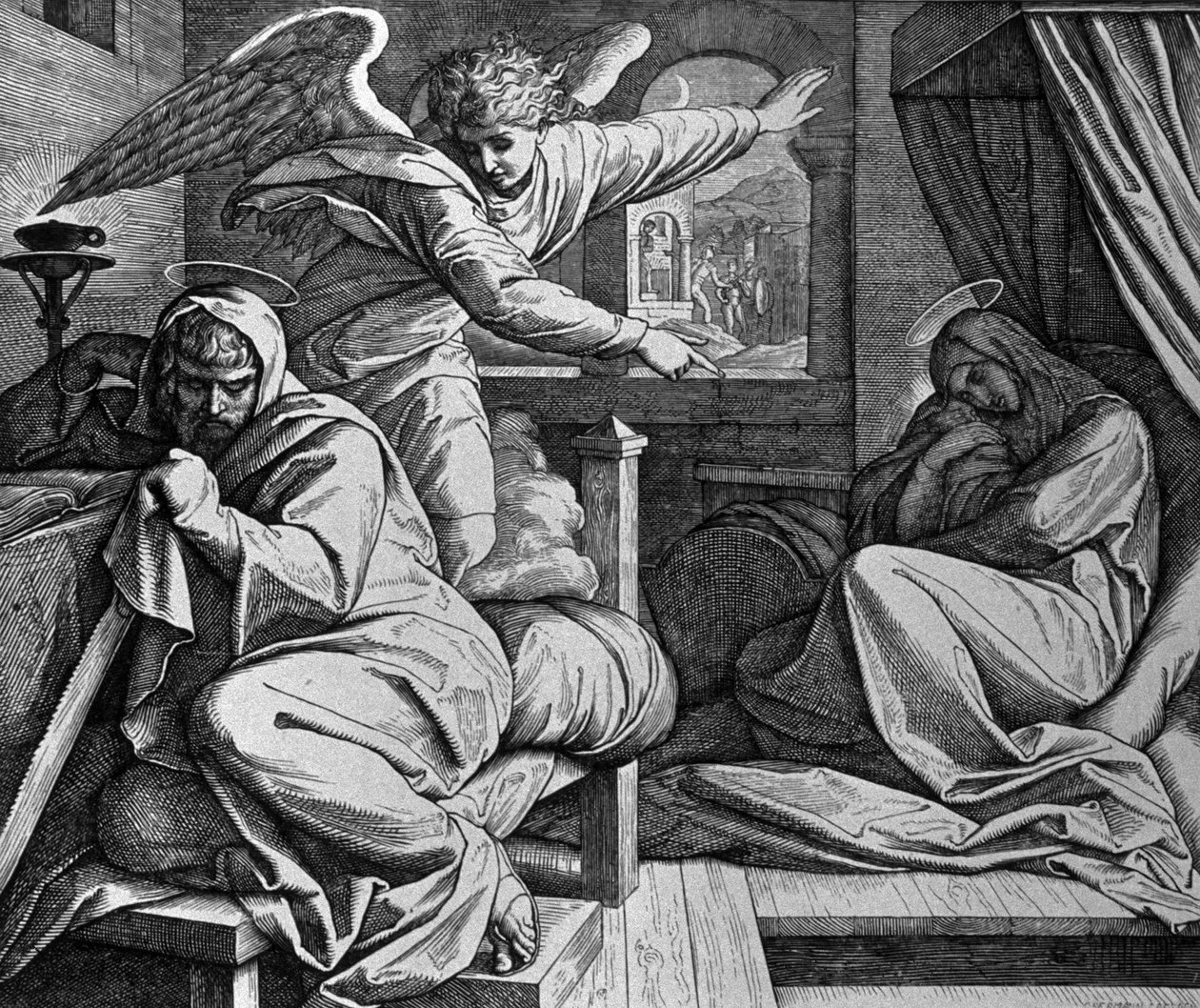 José é avisado para fugir para o Egipto de Julius Schnorr von Carolsfeld