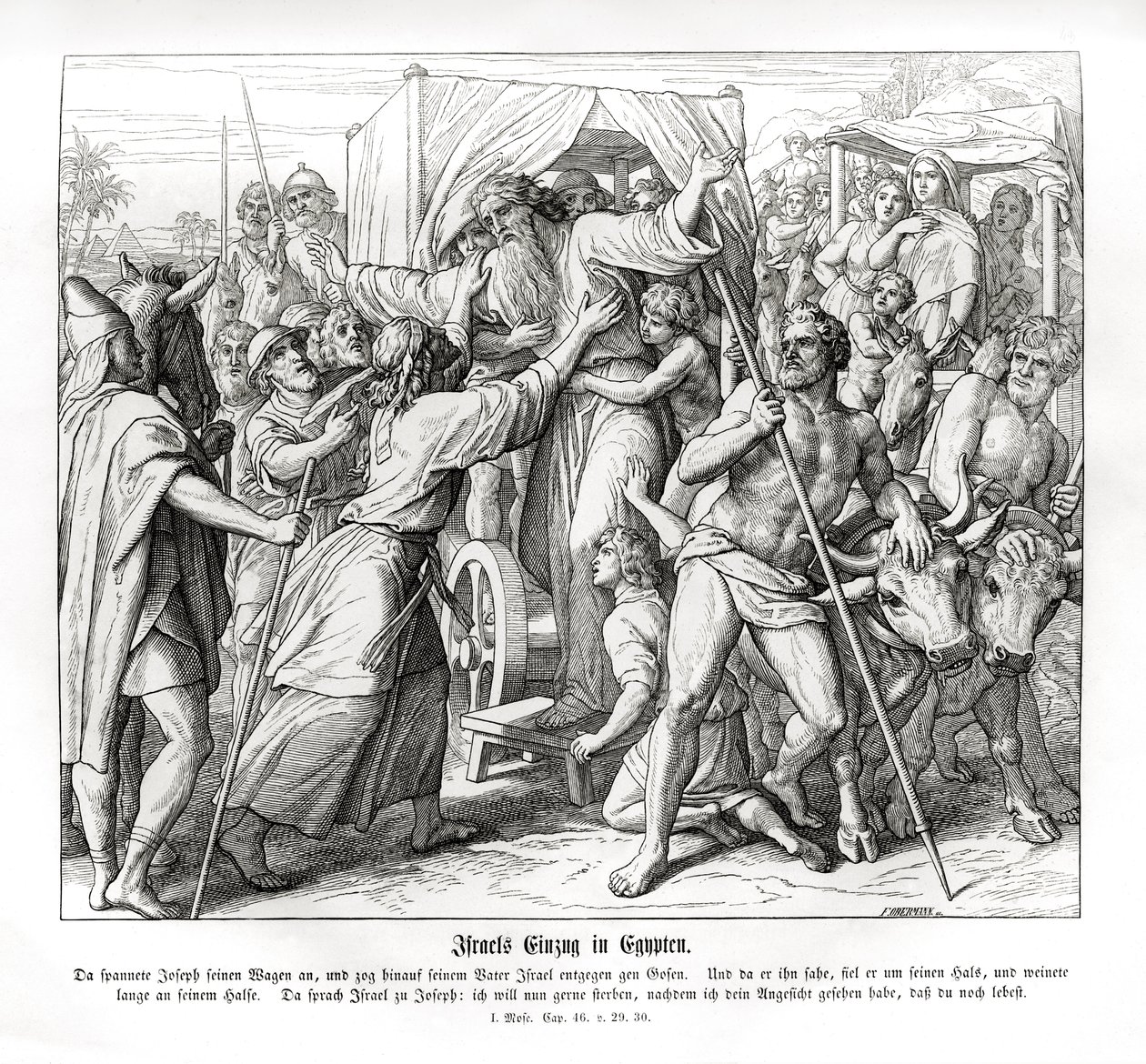O pai de José chega ao Egito, Gênesis de Julius Schnorr von Carolsfeld