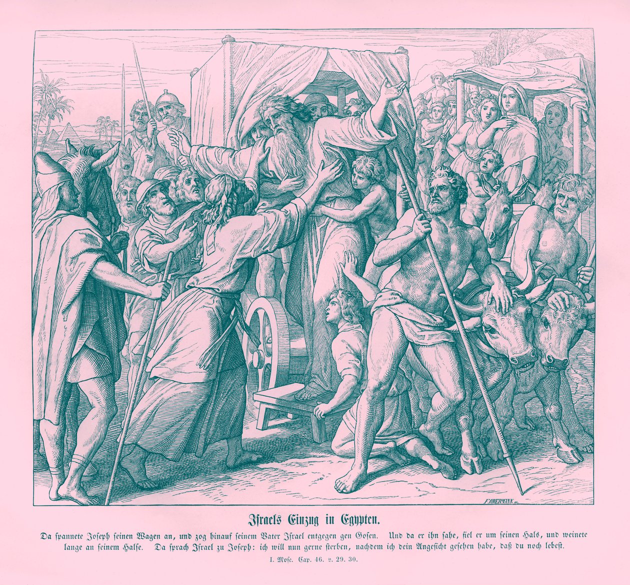 O pai de José chega ao Egito, Gênesis de Julius Schnorr von Carolsfeld