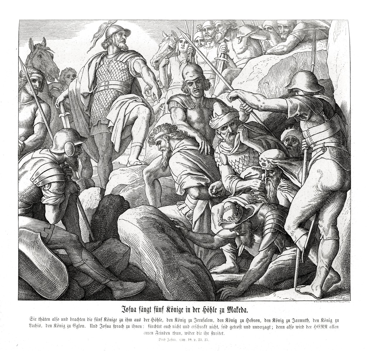 Joshua captura cinco reis em Makkedah, Joshua de Julius Schnorr von Carolsfeld