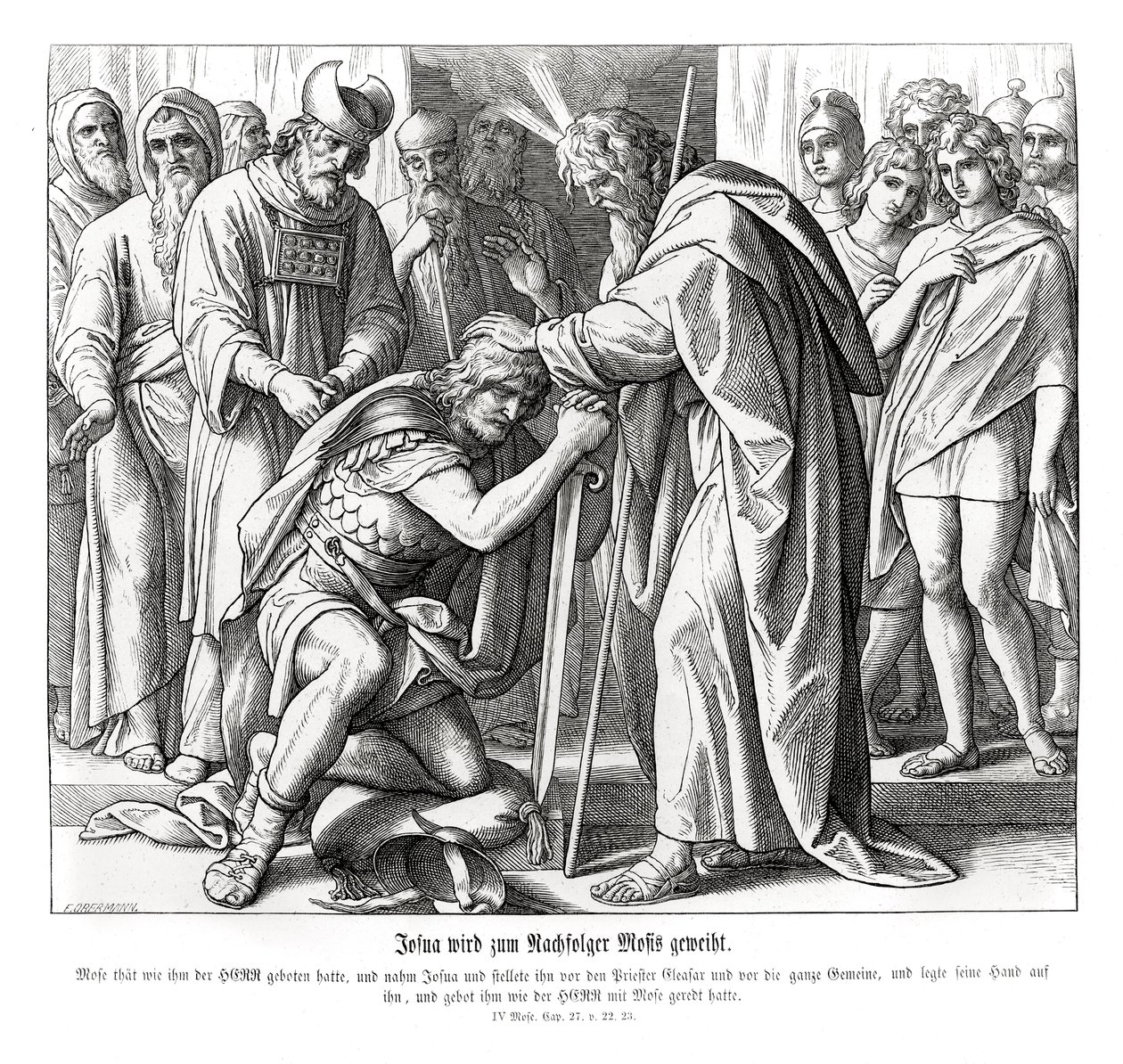 Josué é nomeado como sucessor de Moisés, Números de Julius Schnorr von Carolsfeld