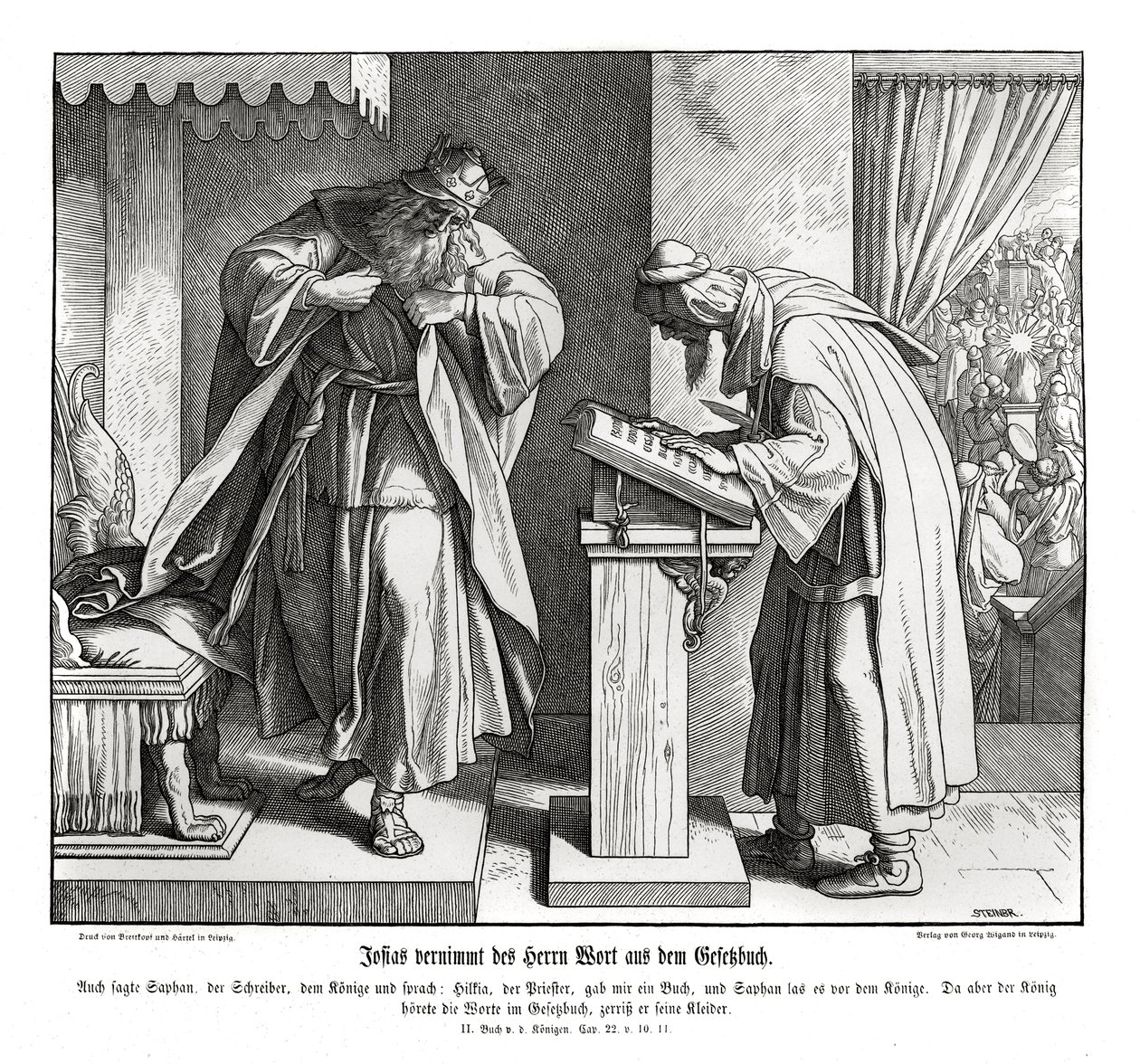 Josias ouve a palavra da lei, 2 Reis de Julius Schnorr von Carolsfeld
