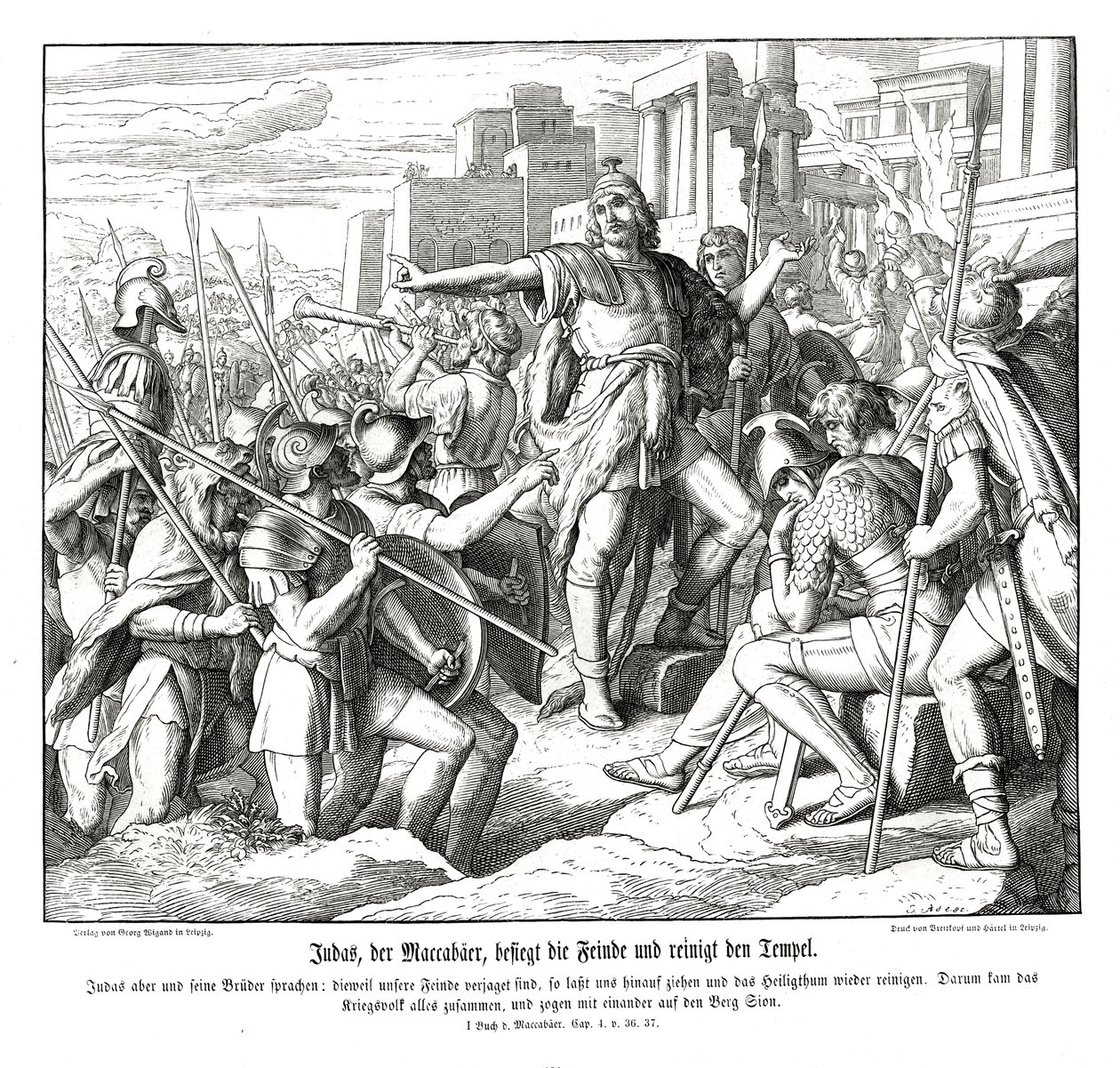 Judas o Macabeu derrota seus inimigos de Julius Schnorr von Carolsfeld