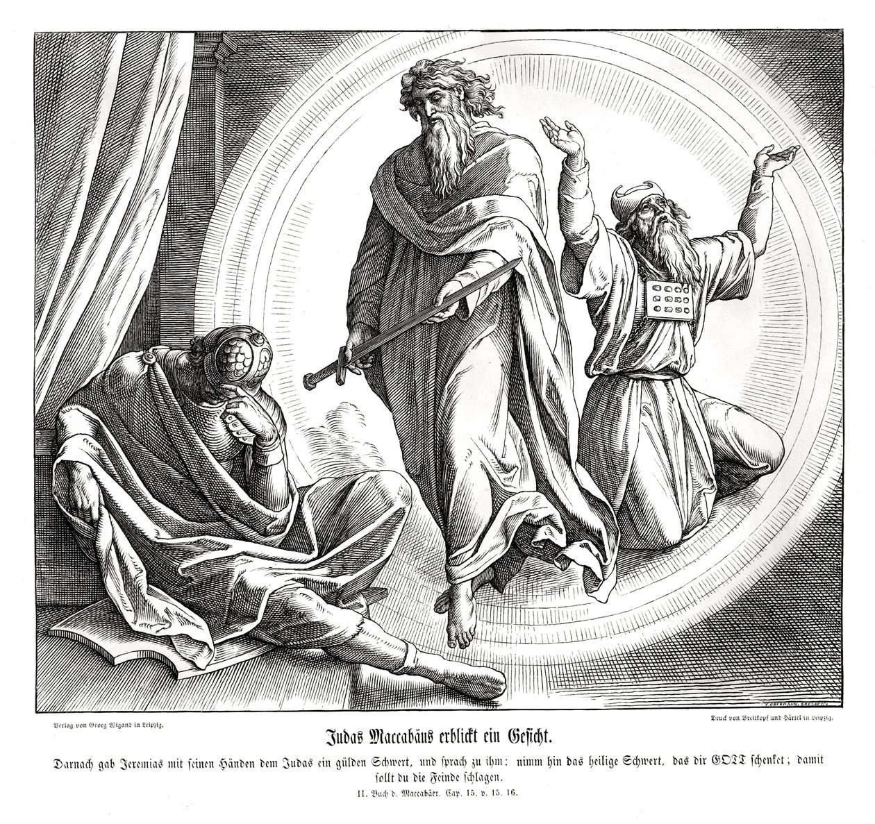 Judas, o Macabeu, recebe uma espada de ouro de Julius Schnorr von Carolsfeld