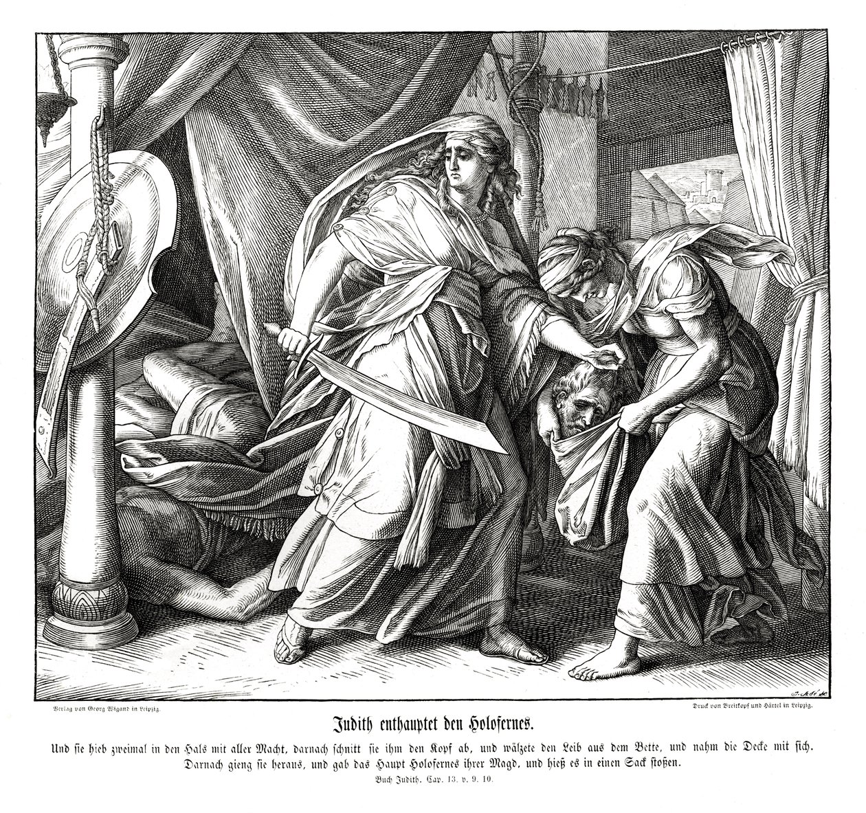 Judith beheads Holofernes, livro de Judith de Julius Schnorr von Carolsfeld
