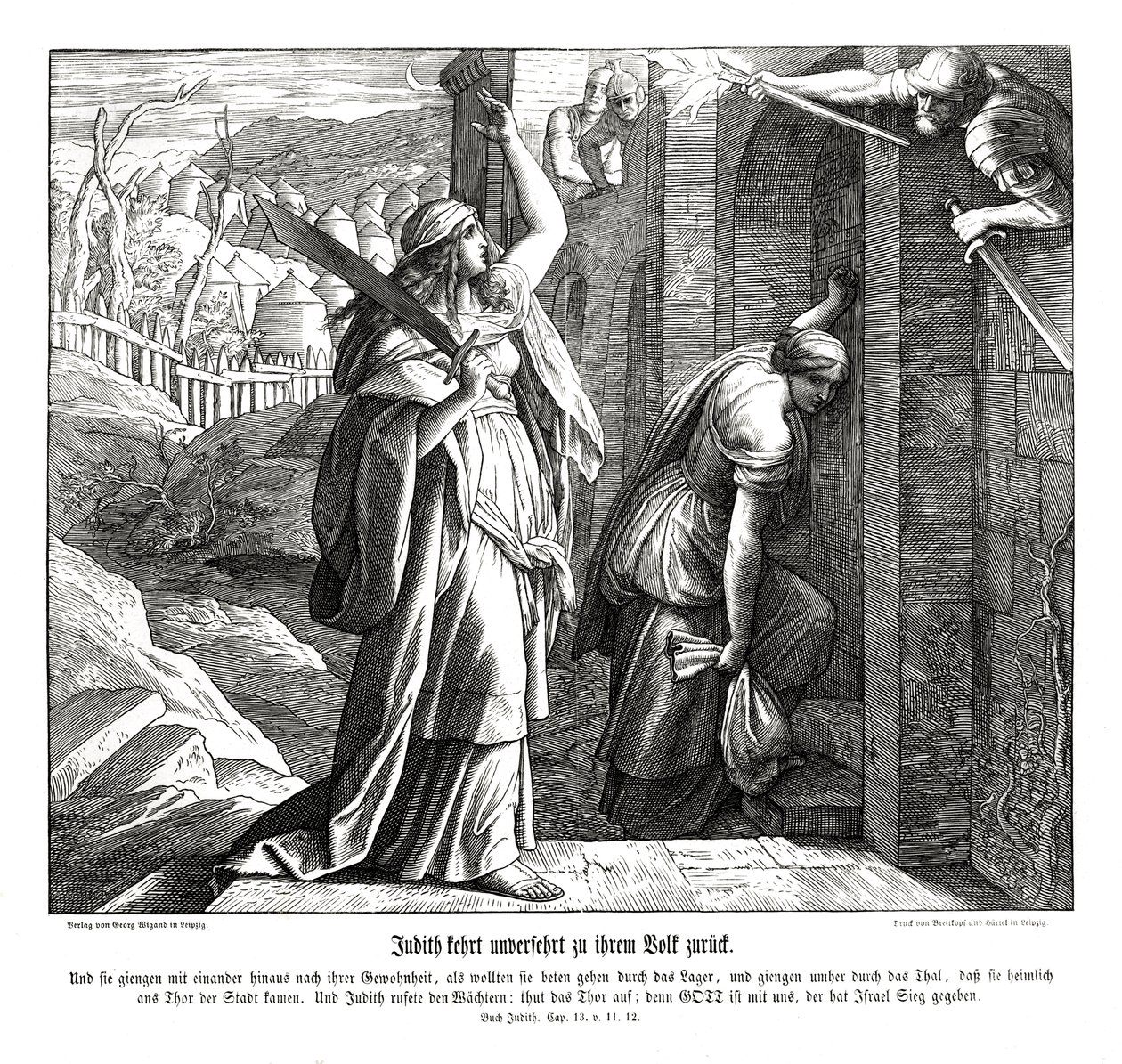 Judith regressa ao seu povo, livro de Judith. de Julius Schnorr von Carolsfeld