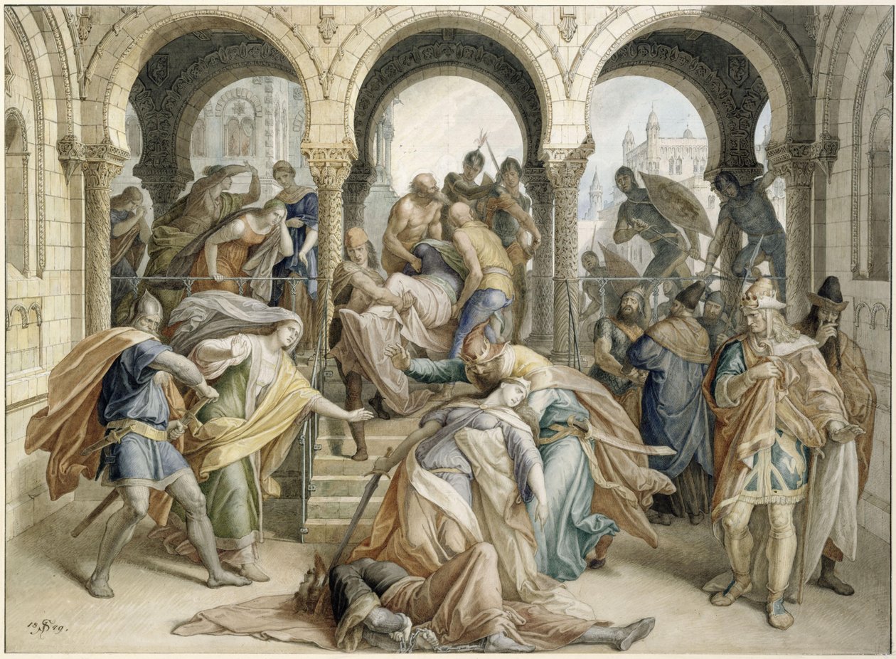 A morte de Crimilda de Julius Schnorr von Carolsfeld
