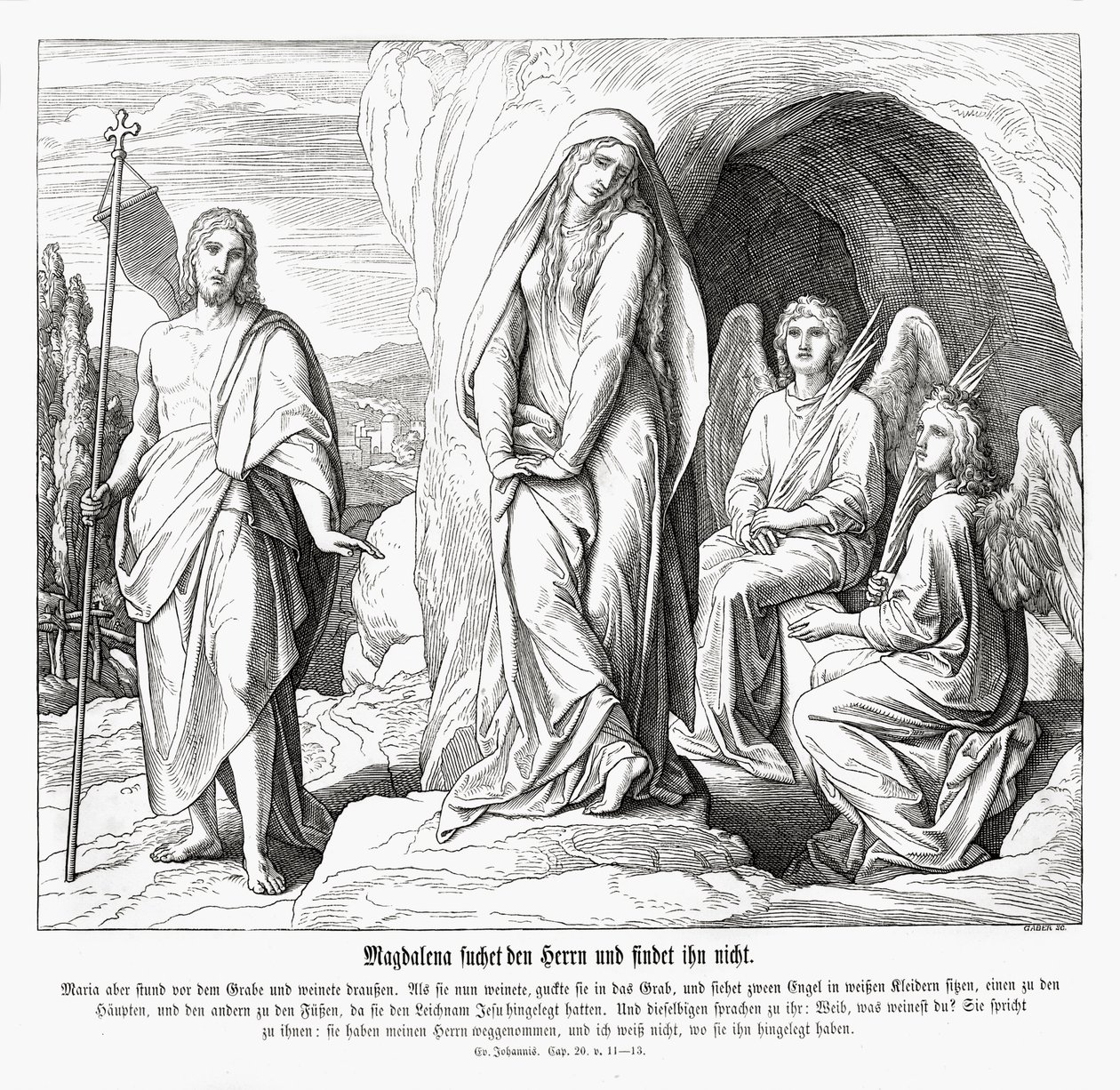 Maria Madalena no túmulo de Jesus, Evangelho de João de Julius Schnorr von Carolsfeld