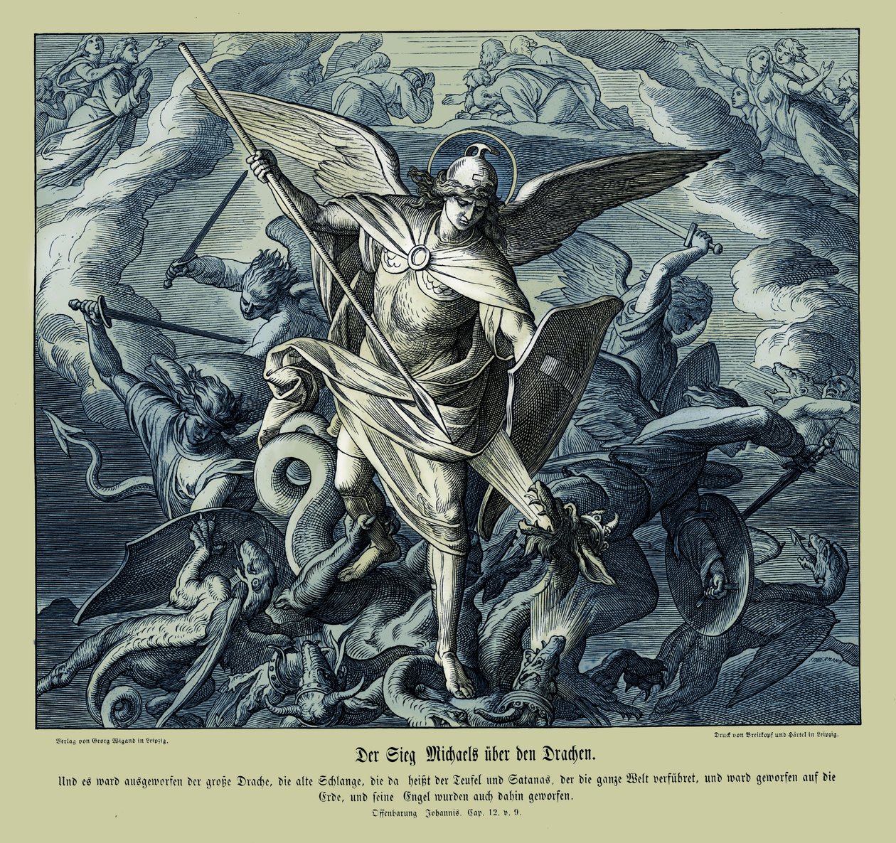 A vitória de Michael sobre o dragão, Apocalipse de Julius Schnorr von Carolsfeld