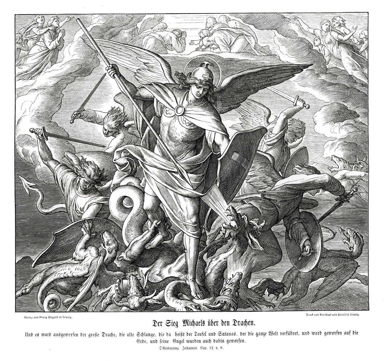 A vitória de Michael sobre o dragão, Apocalipse de Julius Schnorr von Carolsfeld