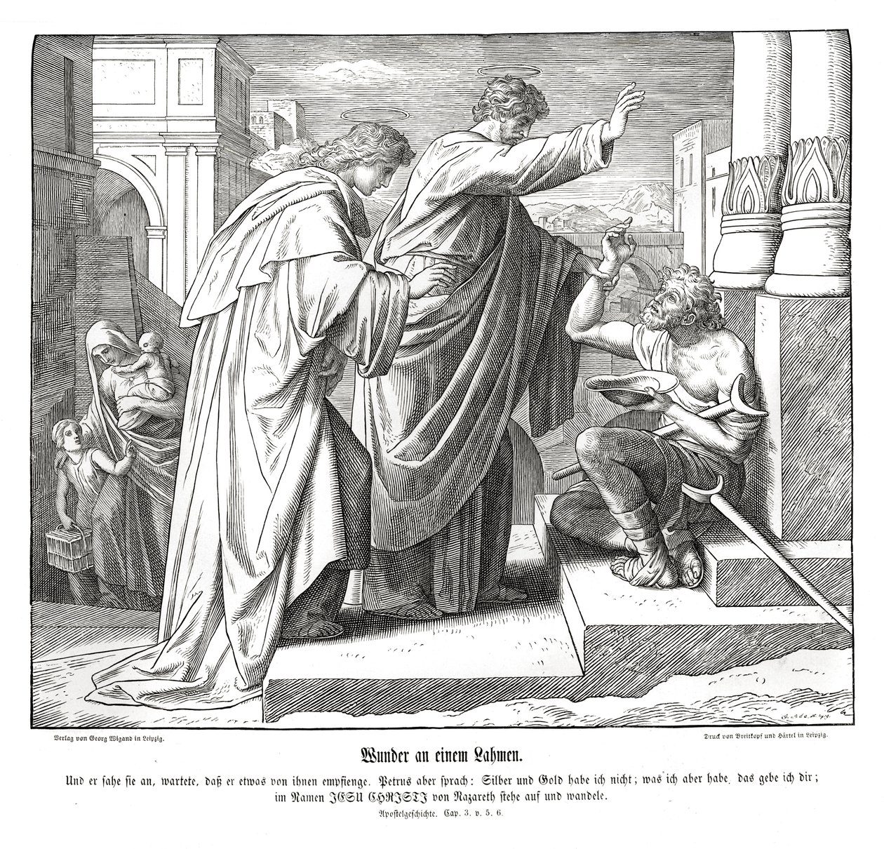 Milagre do coxo, Atos dos Apóstolos de Julius Schnorr von Carolsfeld