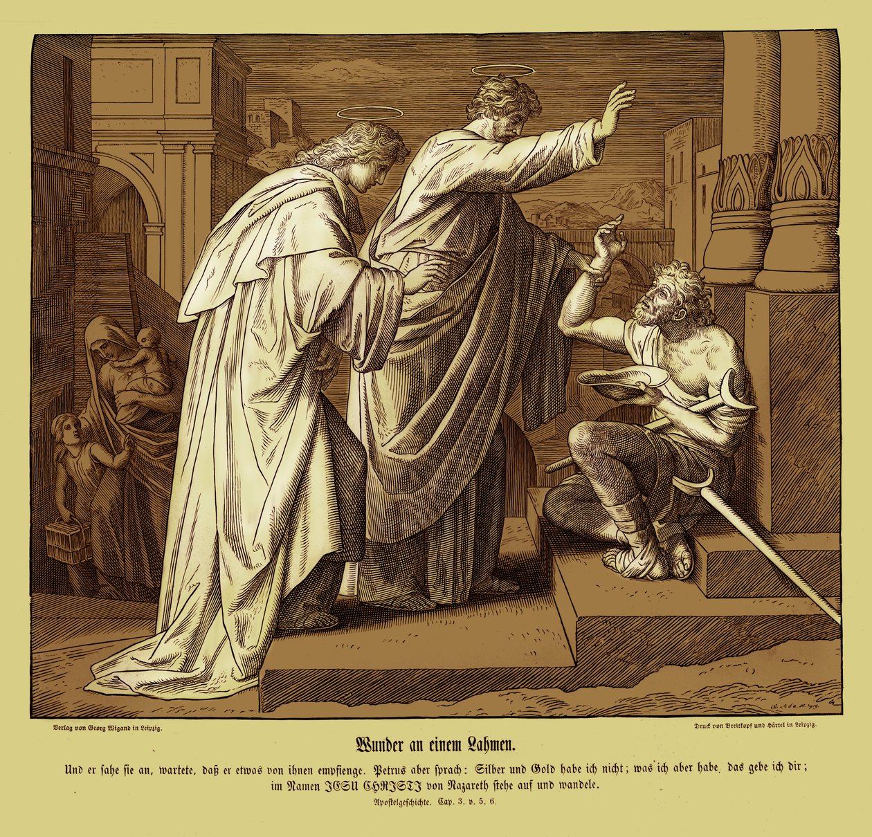 Milagre do coxo, Atos dos Apóstolos de Julius Schnorr von Carolsfeld