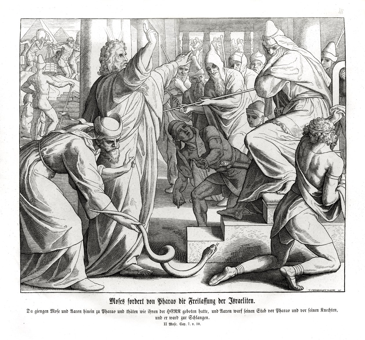 Moisés exige a libertação dos israelitas, Êxodo de Julius Schnorr von Carolsfeld