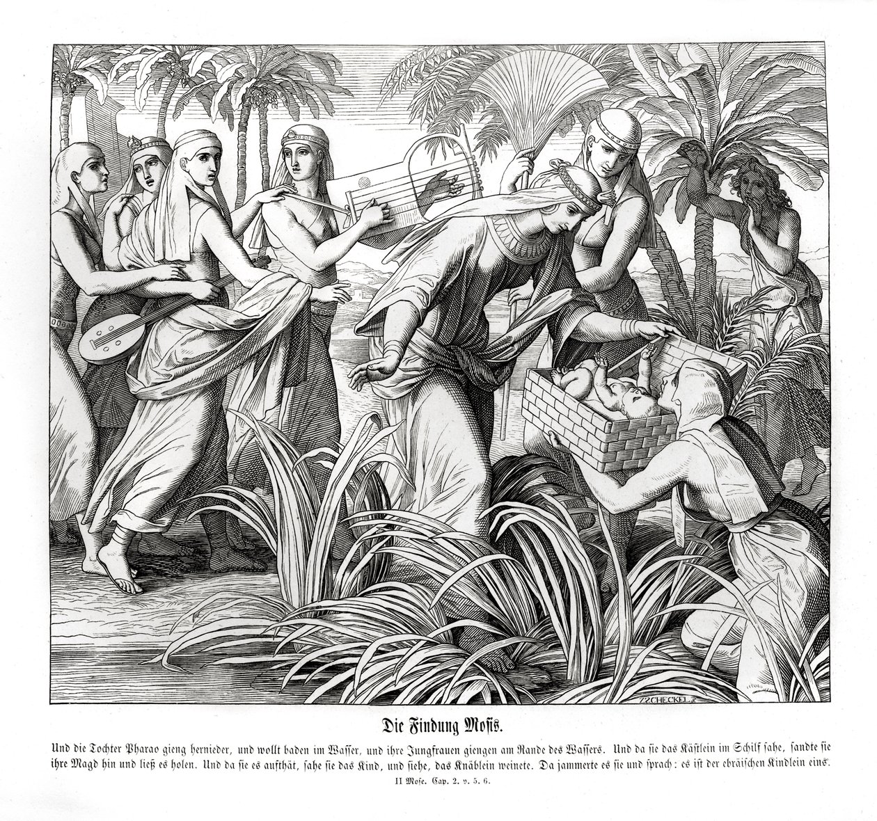 Moisés é descoberto nos canaviais, Exodus de Julius Schnorr von Carolsfeld