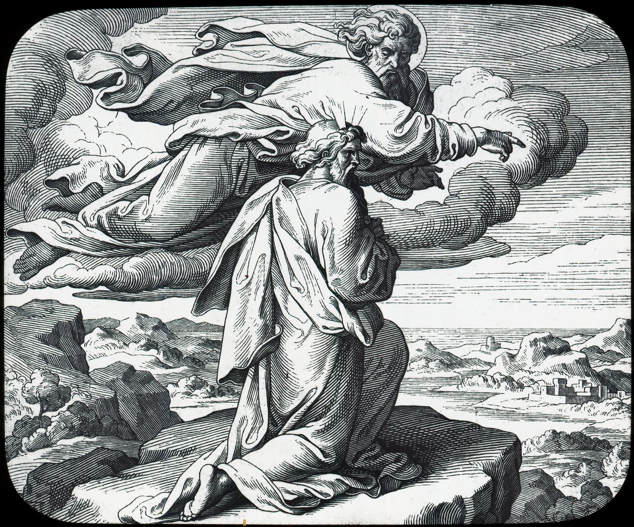 Moisés vê a terra de Israel, século 19 de Julius Schnorr von Carolsfeld
