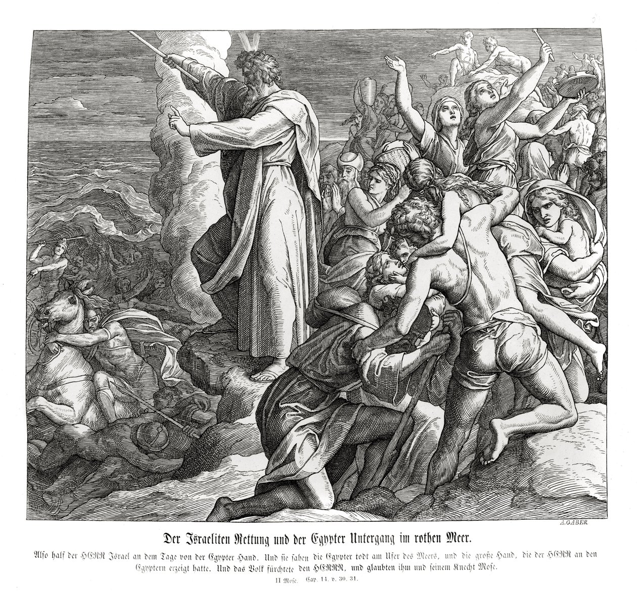 Separação do Mar Vermelho, Êxodo de Julius Schnorr von Carolsfeld