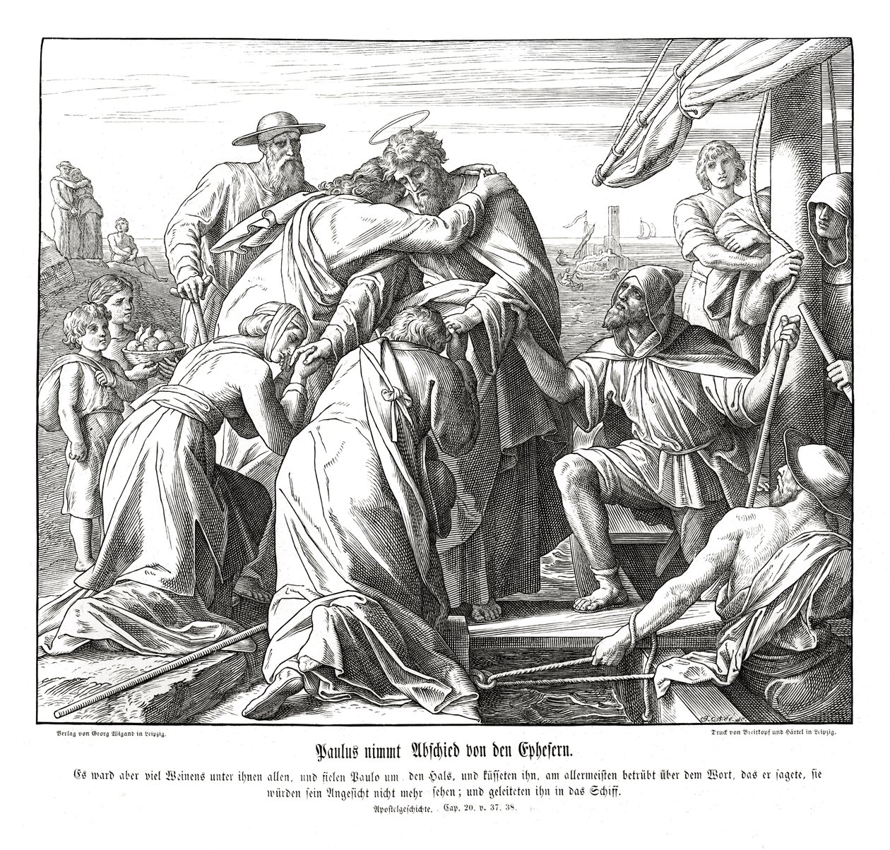 Paulo deixa os Efésios, Atos dos Apóstolos de Julius Schnorr von Carolsfeld