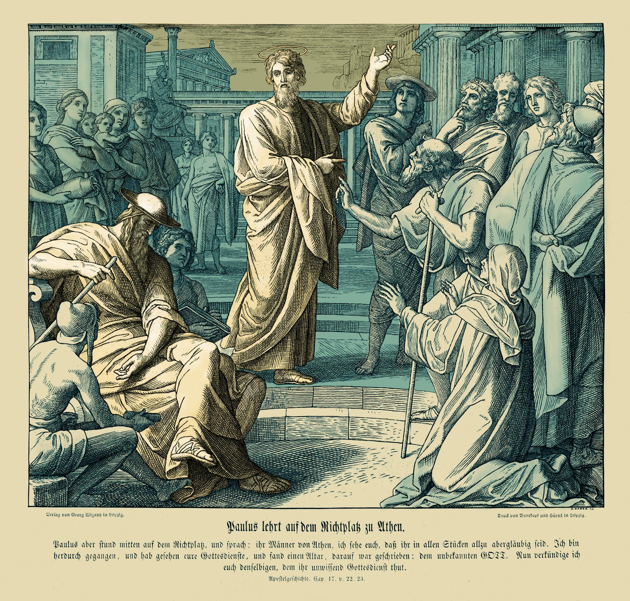 Paulo prega em Atenas, Atos dos Apóstolos de Julius Schnorr von Carolsfeld