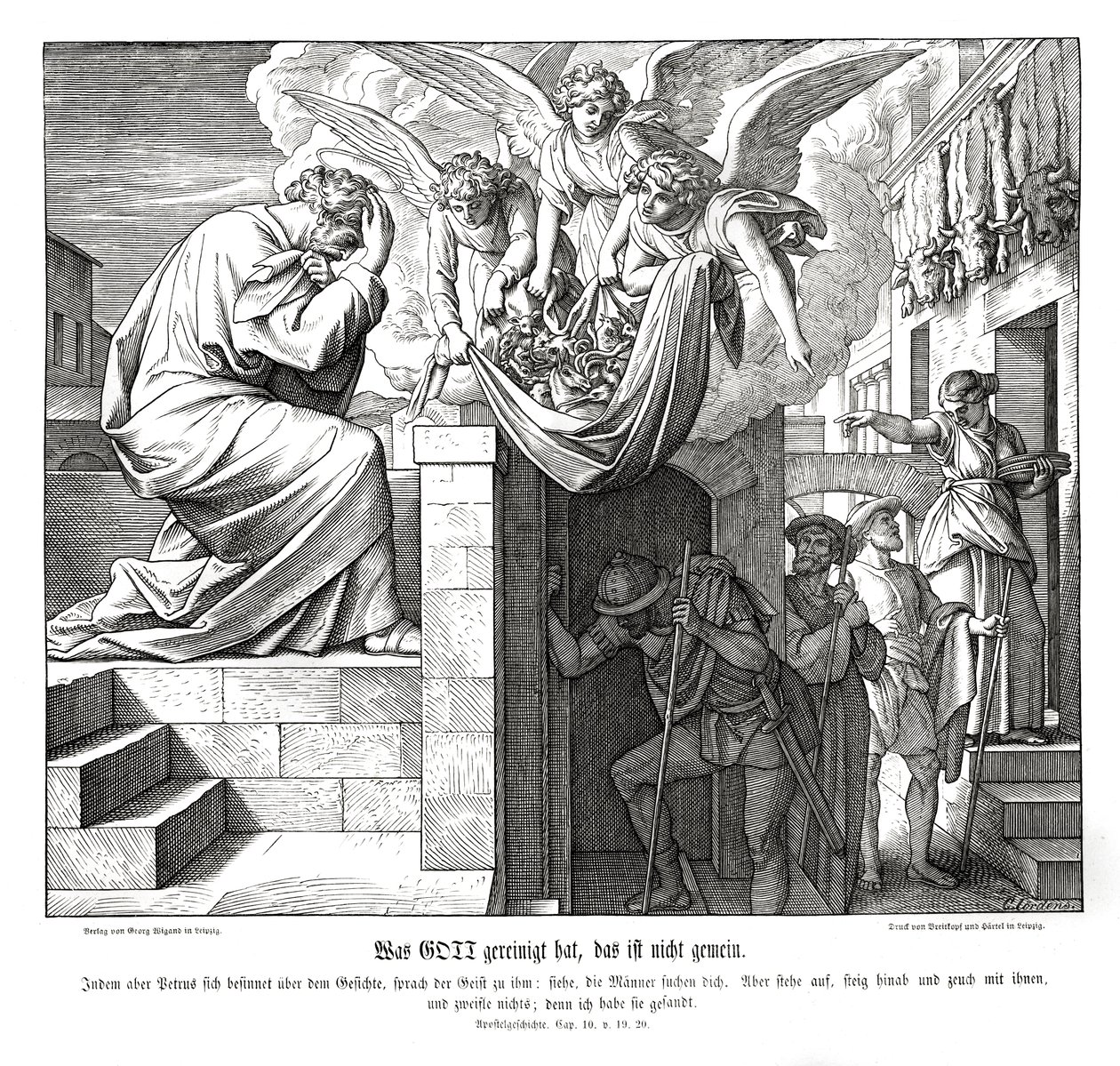 Homens de Pedro e Cornélio, Atos dos Apóstolos de Julius Schnorr von Carolsfeld