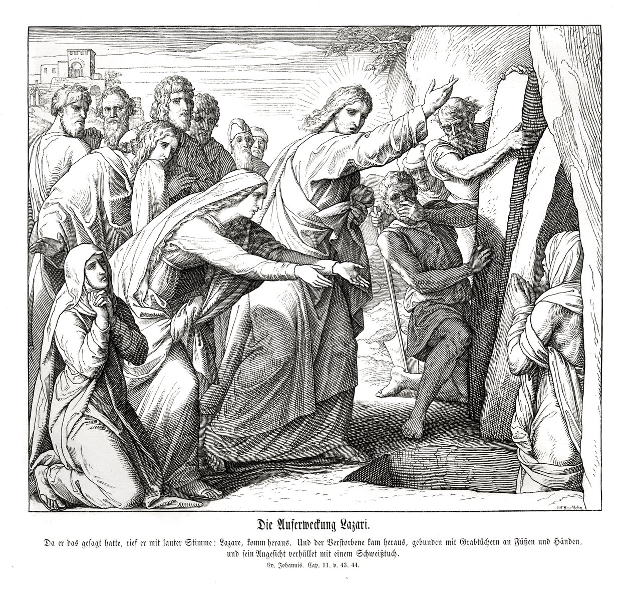 A Ressurreição de Lázaro, Evangelho de João de Julius Schnorr von Carolsfeld