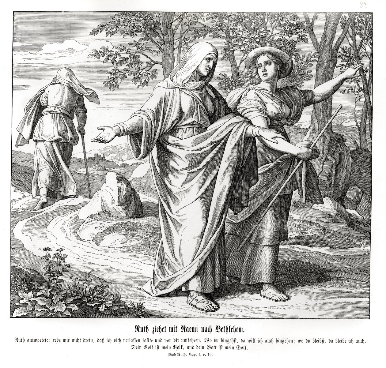 Ruth vai com Naomi para Belém, Ruth... de Julius Schnorr von Carolsfeld