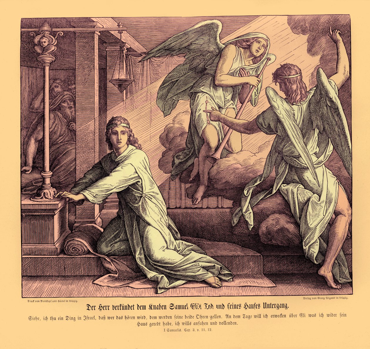 Samuel recebe a profecia da morte de Eli de Julius Schnorr von Carolsfeld