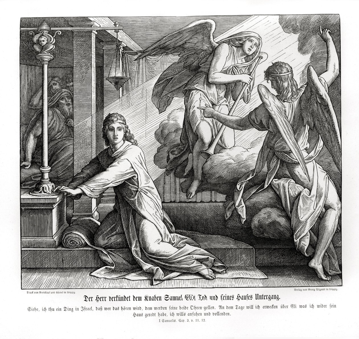 Samuel recebe a profecia da morte de Eli de Julius Schnorr von Carolsfeld