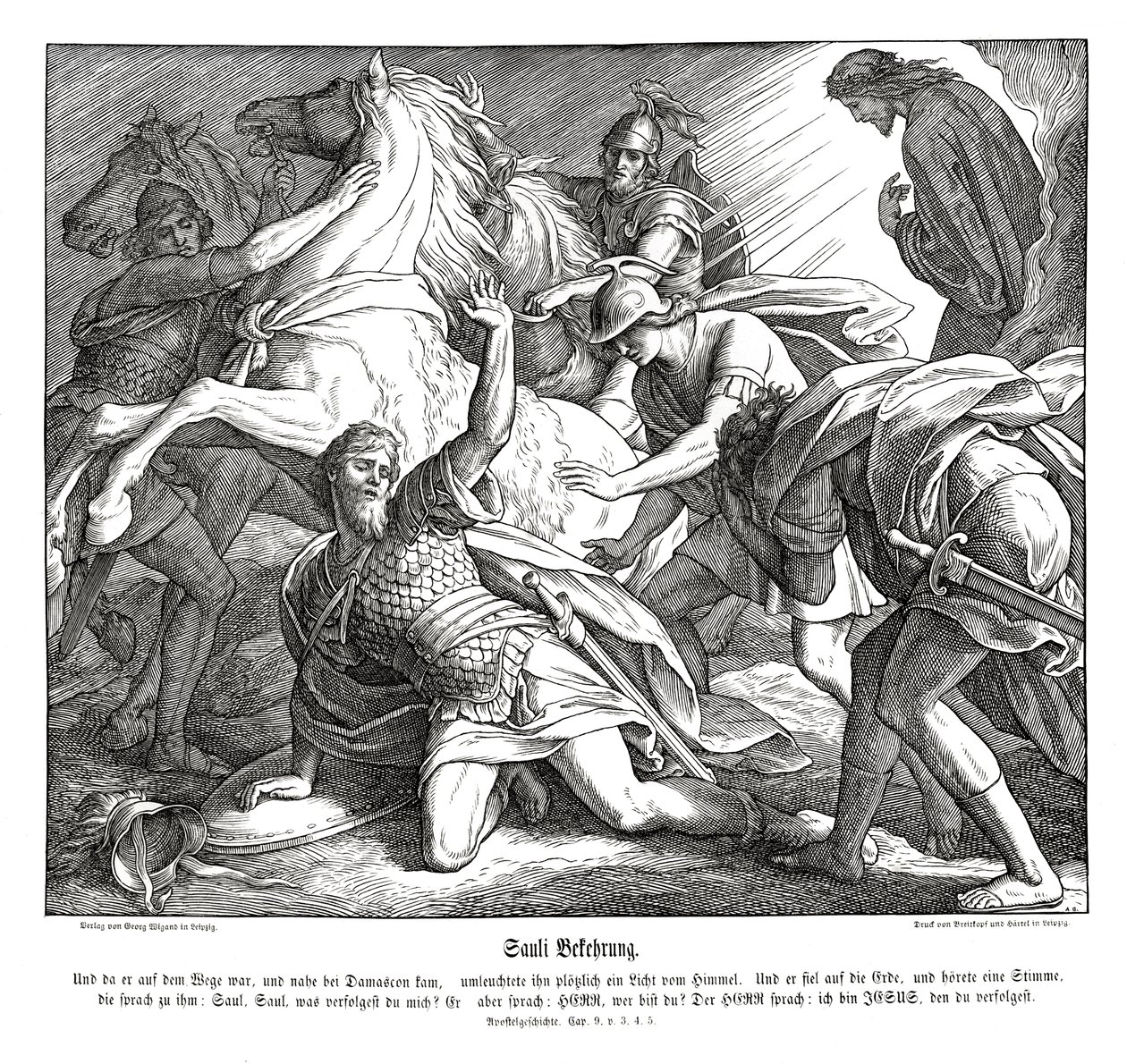 Saulo no caminho de Damasco, Atos dos Apóstolos de Julius Schnorr von Carolsfeld
