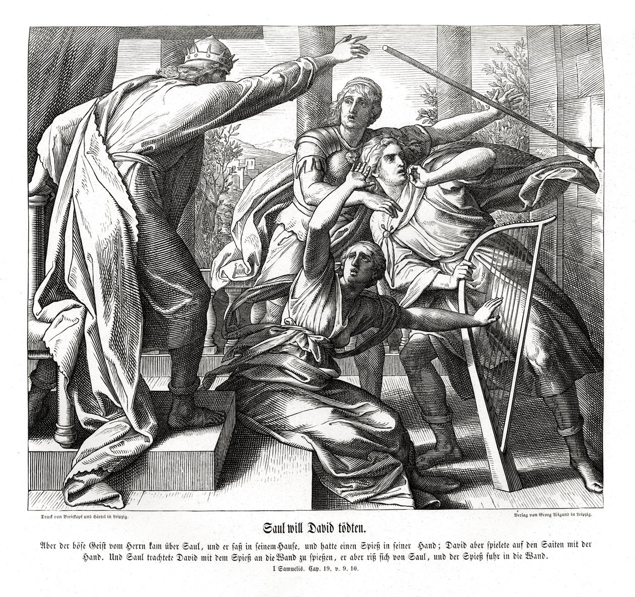 Saul tenta matar David de Julius Schnorr von Carolsfeld