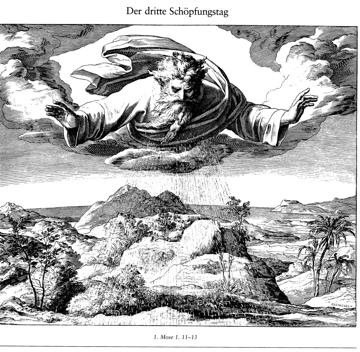 O terceiro dia da criação de Die Bibel in Bildern, 1852-1860 de Julius Schnorr von Carolsfeld