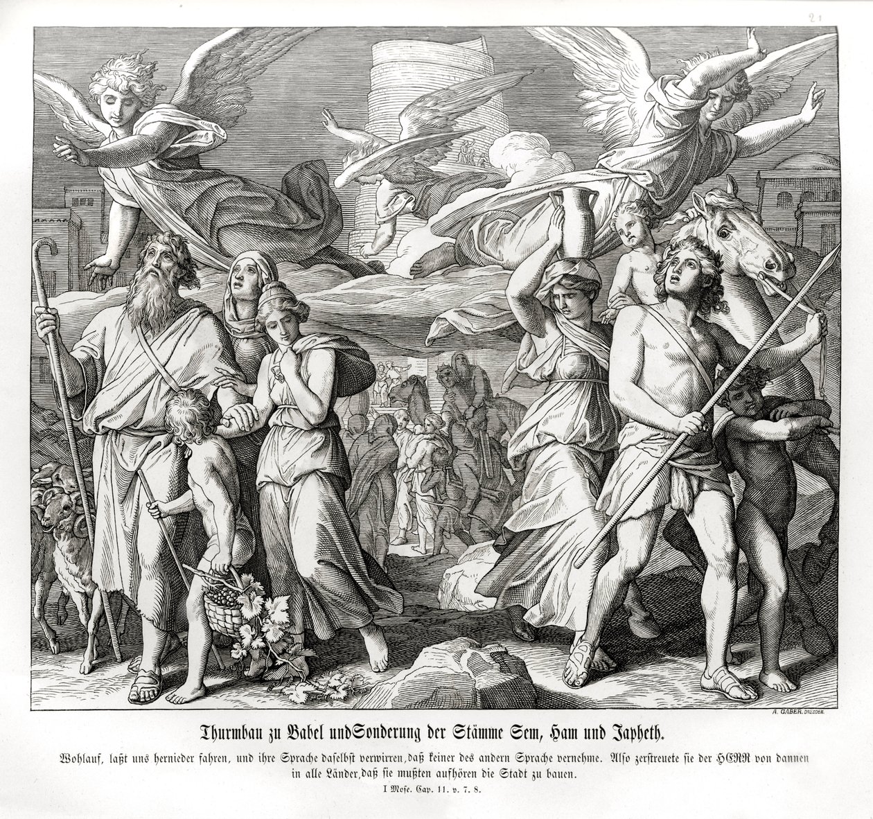 A Torre de Babel, Gênesis de Julius Schnorr von Carolsfeld