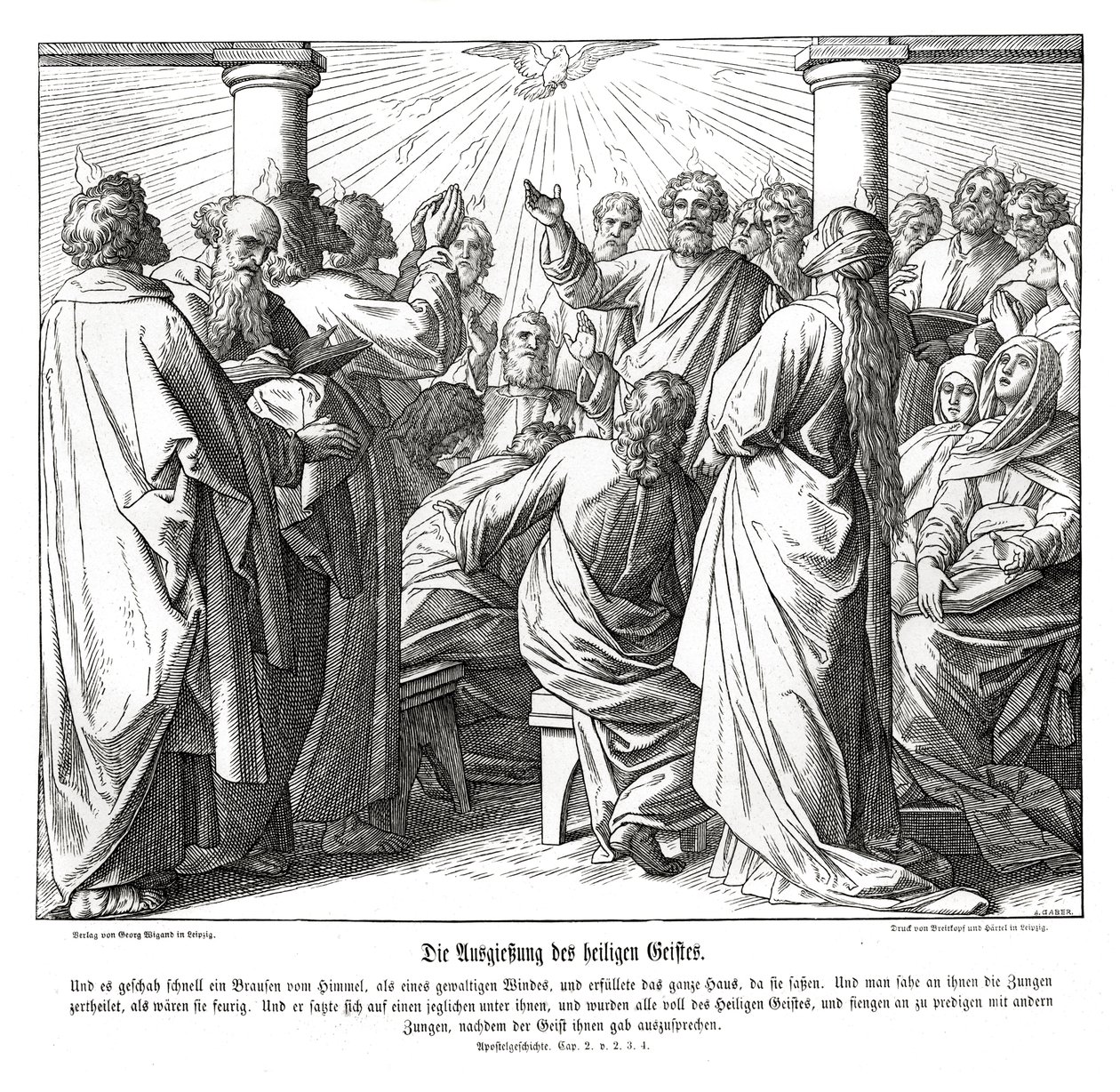 Os apóstolos estão cheios do espírito santo, Atos de Julius Schnorr von Carolsfeld