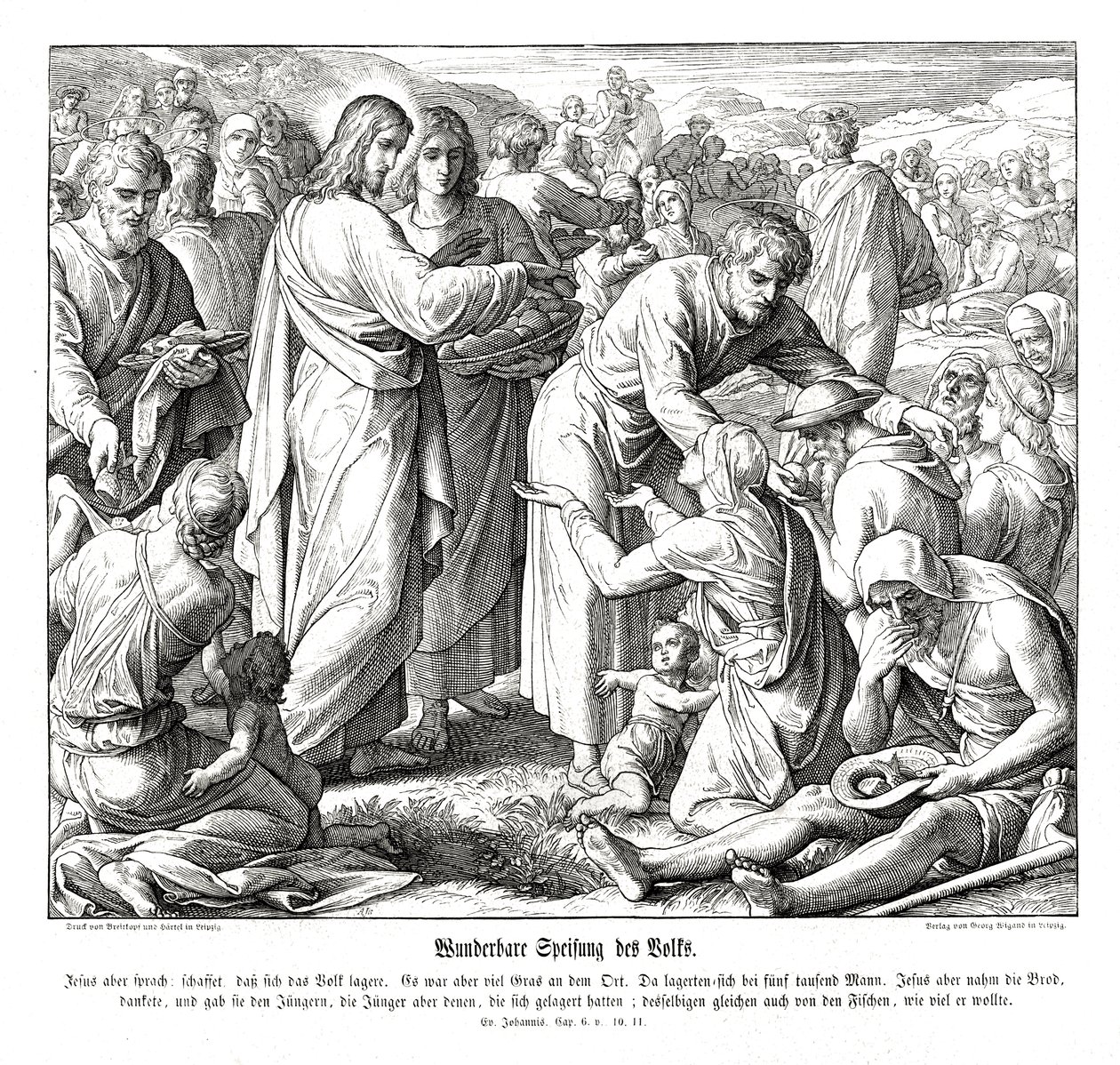 A alimentação dos 5000, Evangelho de João de Julius Schnorr von Carolsfeld
