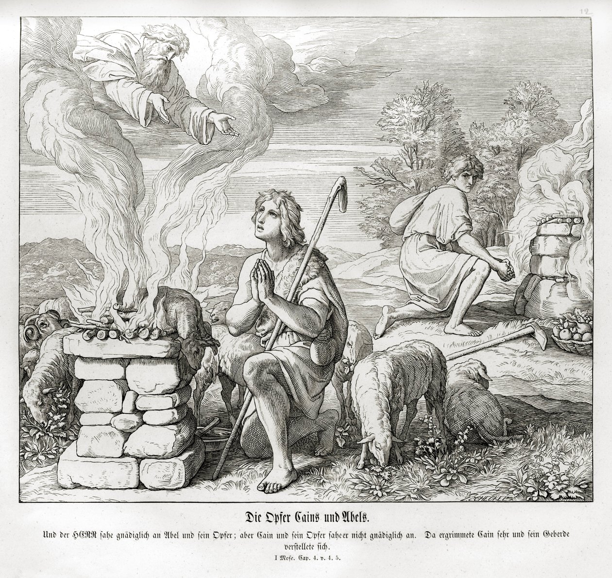 As ofertas de Caim e Abel, Gênesis de Julius Schnorr von Carolsfeld