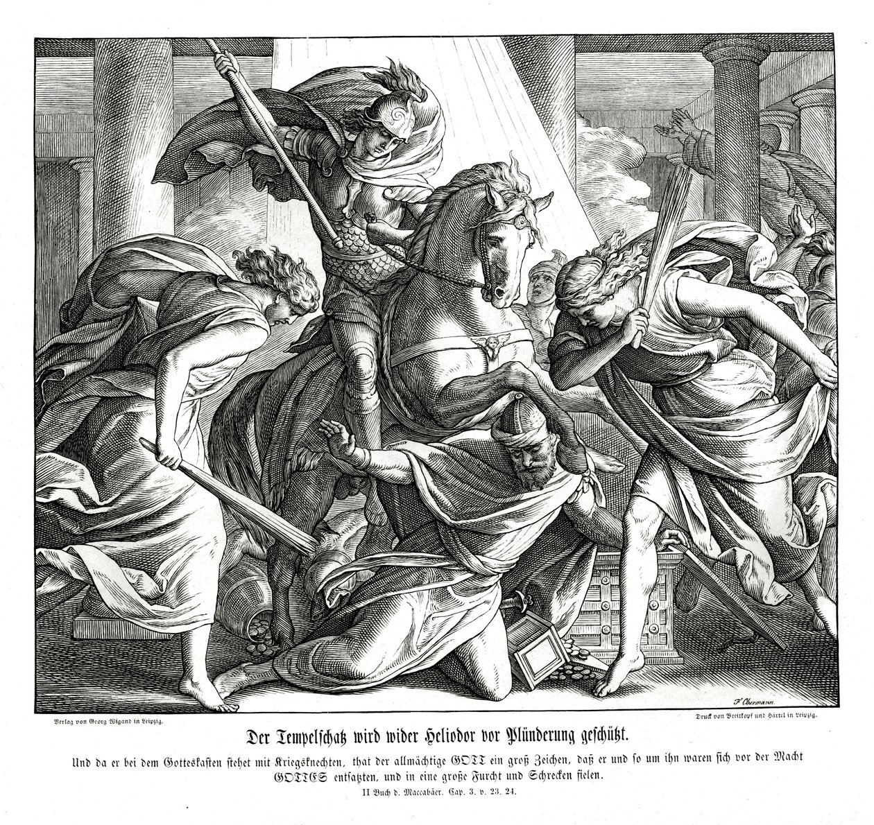 A tesouraria do templo é protegida, 2 Macabeus de Julius Schnorr von Carolsfeld