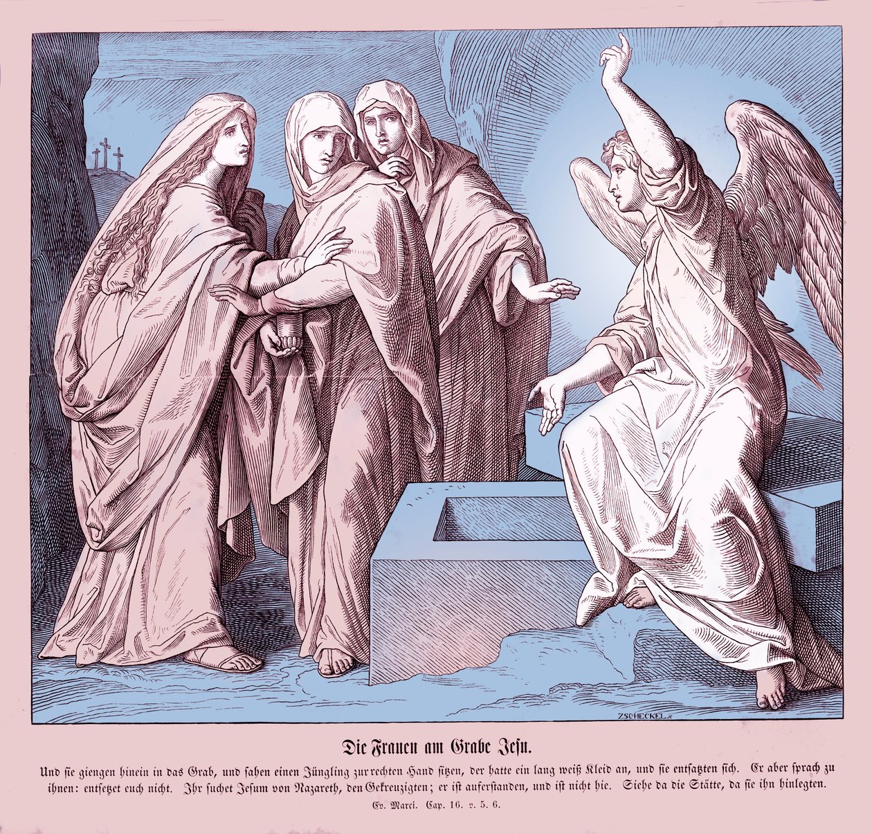 As mulheres no túmulo de Jesus, Evangelho de Marcos de Julius Schnorr von Carolsfeld