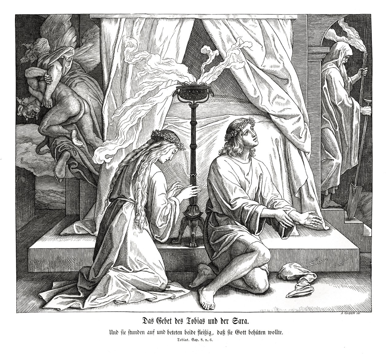 Oração de Tobias e Sarah, Livro de Tobit de Julius Schnorr von Carolsfeld