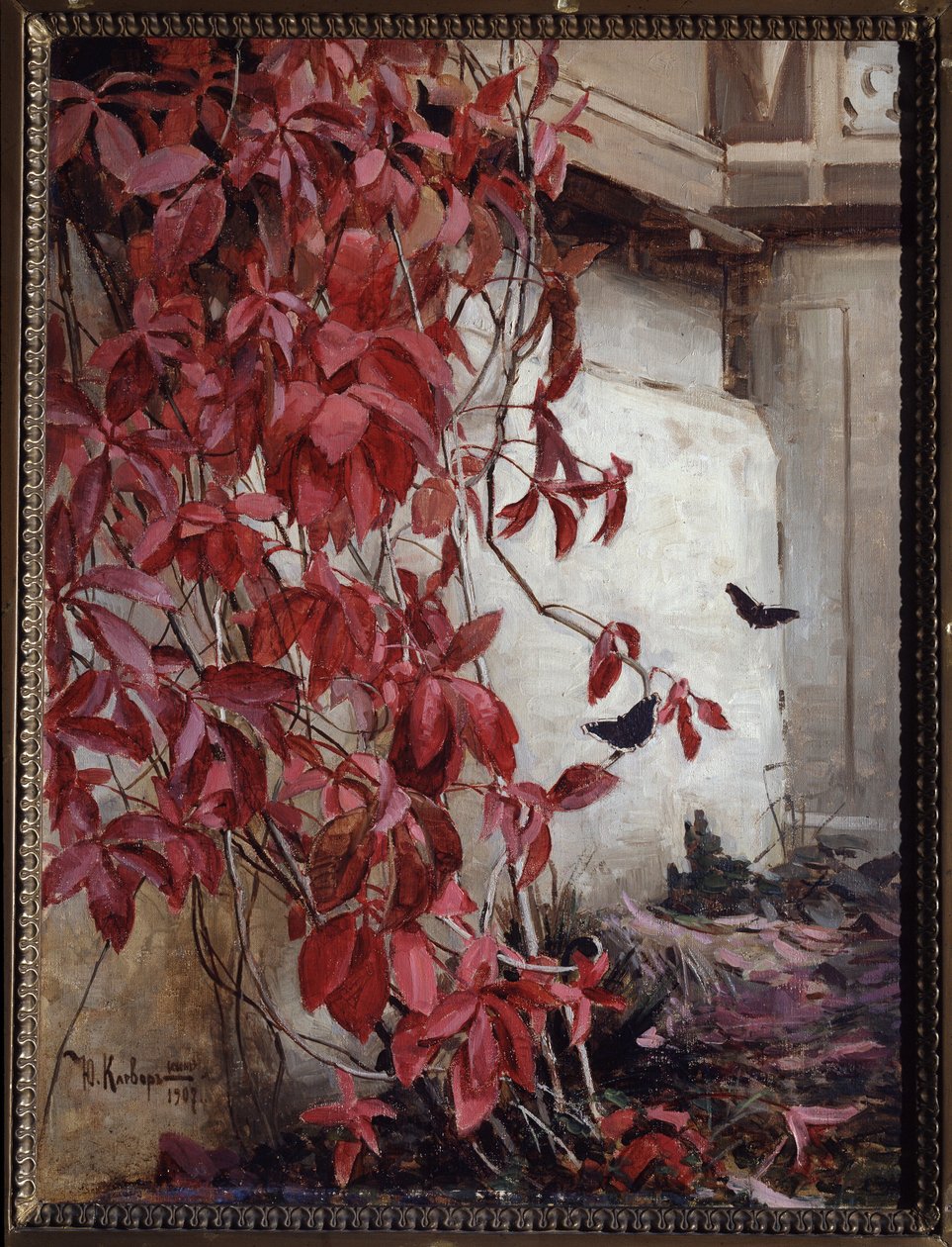 Trepadeira da Virgínia (Creeper da Virgínia). Pintura de Juli Julievich (Julius) von Klever (1850-1924), óleo sobre tela de Julius Sergius Klever