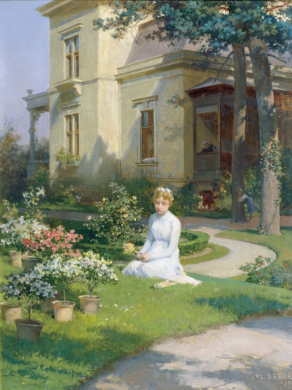 Rapariga no jardim de uma villa de Julius Victor Berger