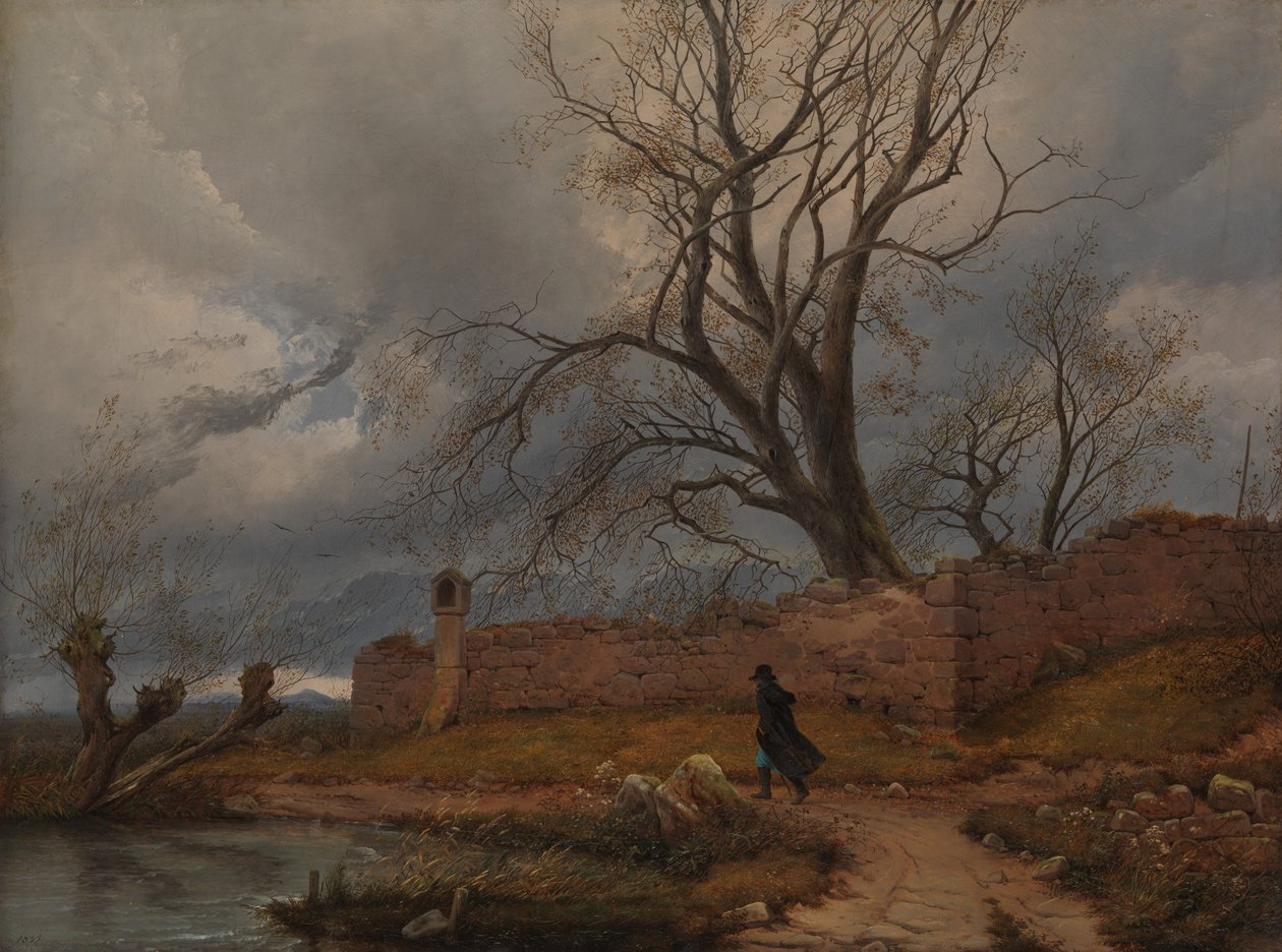Andarilho na Tempestade, 1835. de Julius von Leypold