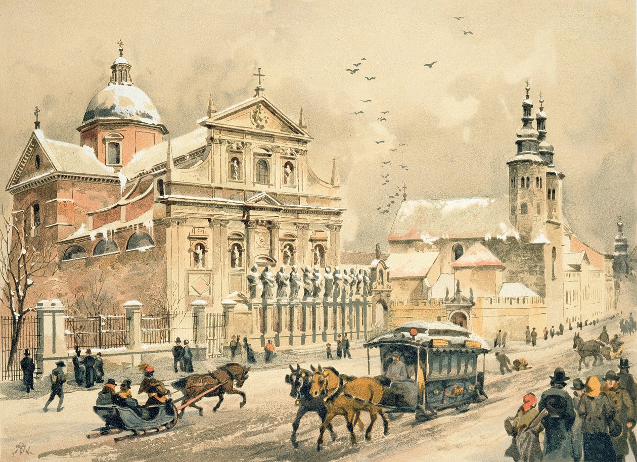 Igreja dos SS. Pedro e Paulo, Cracóvia, de &39;Jóias da Cidade de Cracóvia&39;, publicado em 1899 de Juliusza and Tondosa Kossaka