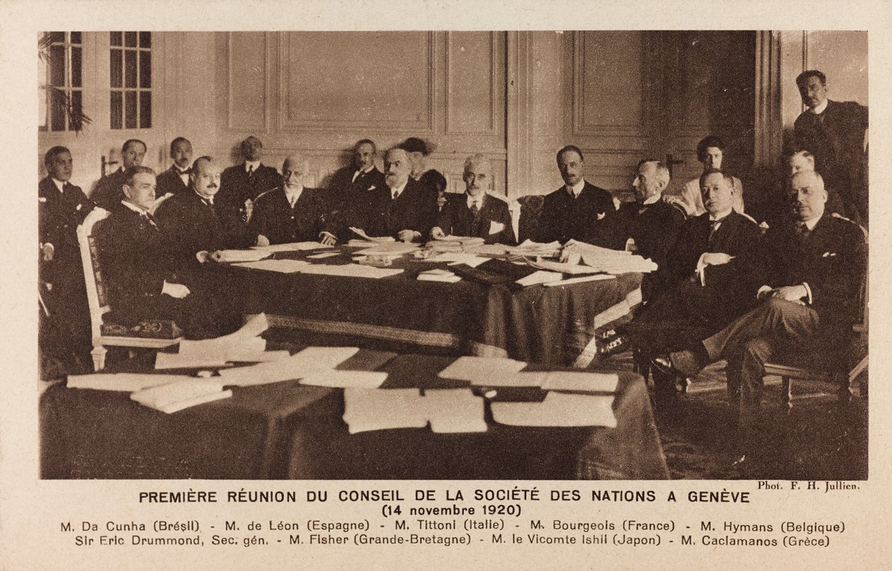 Álbum " Jack Bosio - Campanha de Guerra 1917-1920 ": reunião do Conselho da Liga das Nações em Genebra de Jullien F. H.