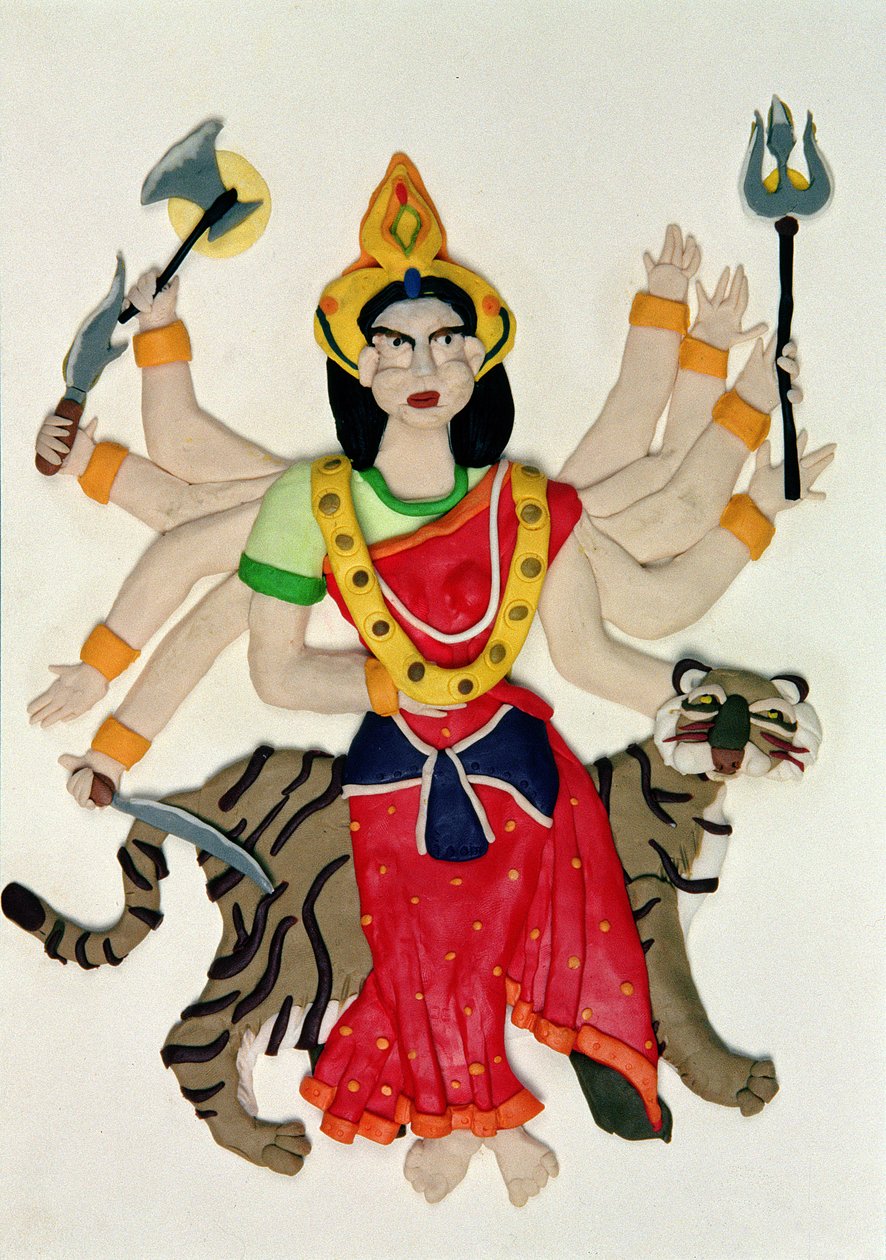 Durga (óleo e argila no papel) de Jung Sook Nam